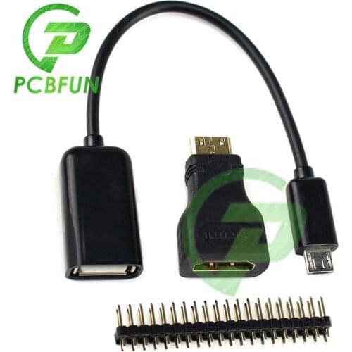3 in 1 Raspberry Pi Zero Adapter Kit Mini HDMI to HDMI Adapter+Micro USB to USB Female OTG Cable + 20 Pin Male GPIO Header RRI 0