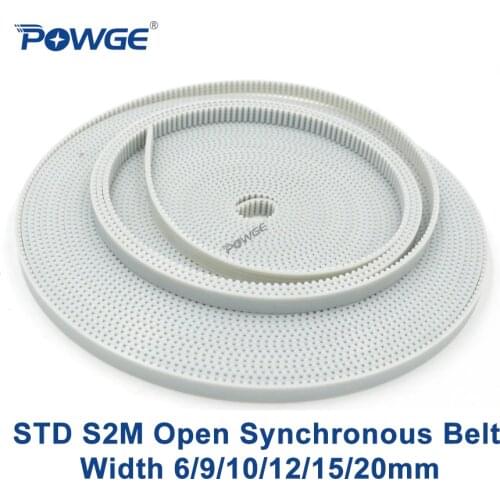 POWGE STD S2M Open synchronous belt S2M-6 width 6/9/10/12/15/20mm polyurethane Steel PU STD2M Timing Small backlash 3D printer