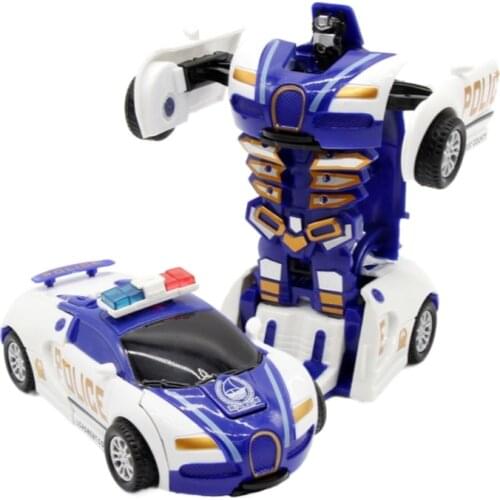 Collision Robot Transformation Toy Anime Cool Police Model Car Inertia Hit Childrens Boy Gifts