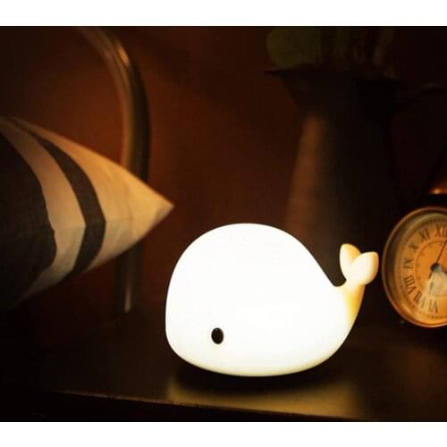 USB Rechargeable Night Light Whale Sea Lion Silicone Night Lights Touch Sensor Bedroom Bedside Lamp For Kids Baby Gift