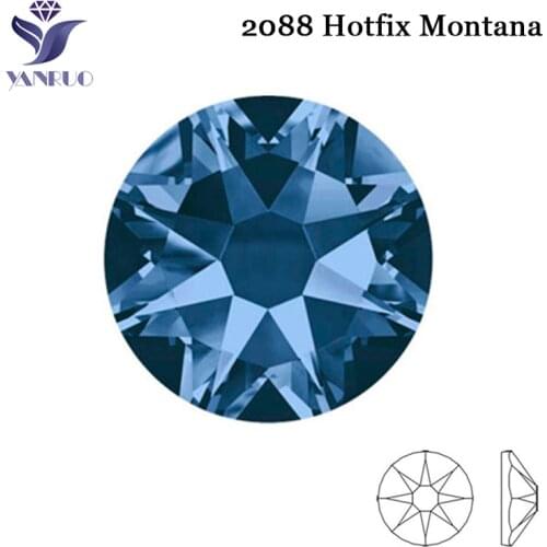 YANRUO 2088 Montana CZ Iron On Crystal Glass Sewing Applique Strass Hotfix Glue Rhinestones Crystal Cabochons with rhinestones