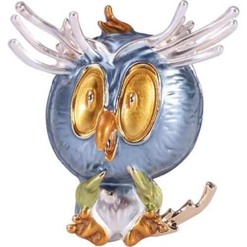 New Lovely Owl Enamel Bird Brooches for Women Alloy Animal Lapel Pin Fashion Party Jewelry Dress Suit Badge Clothing Accessories