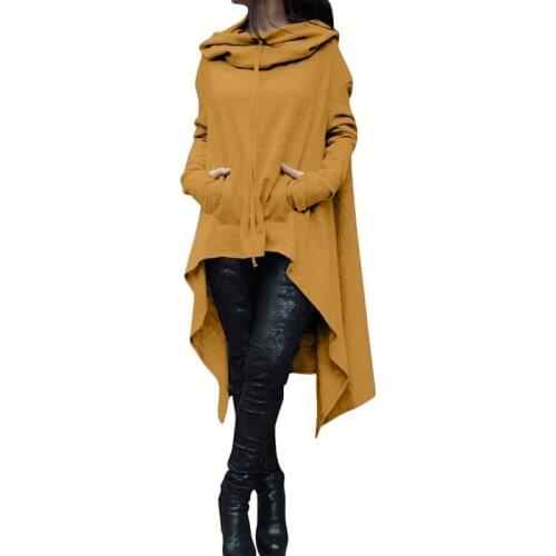 Women Hoodies Sweatshirt Casual Outwear Solid 10 Color Long Section Hoody Loose Sleeve Mantle Hooded Cover Pullover Clothes