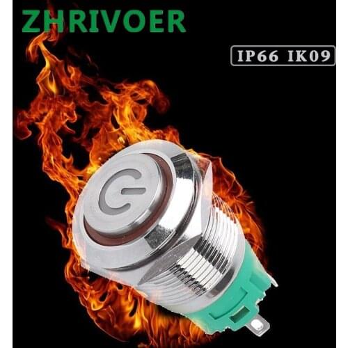 1pcs19mm Metal Button Switch Power Supply Sign High Head Instantaneous Self-reset/self-locking 1NO 1NC Car/computer/doorbell DIY