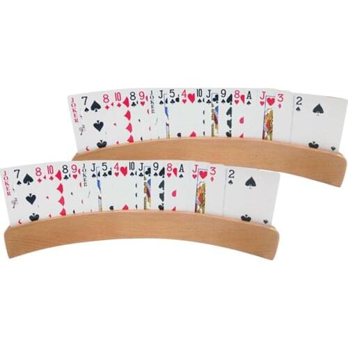 1pc Wooden Hands-Free Playing Card Holder Curved Design Board Game Poker Seat Lazy Poker Base Base Game Organizes Stand Holder