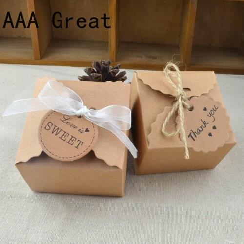 100Pcs/Lot Birthday Baby Shower Gifts Boxes Sugar Case Party Supplies Wedding Favors Candy Bag Candy Package Snack Kraft Paper