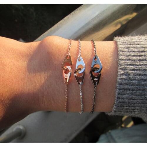 2017 high polish shinny silver 925 hand cuff lock love valentines girl meaning silver chain bracelet