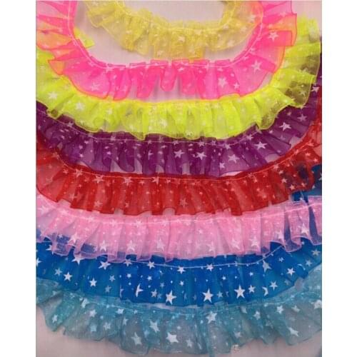 30Yards Lace Fabric Chiffon Pleated Ruffle Lace Garment Trim Accessories 25mm Lovely Appliques