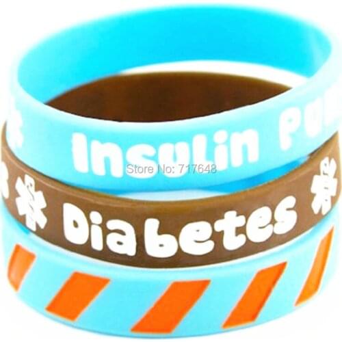 300pcs diabetes insulin pump wristband silicone bracelets free shipping by FEDEX