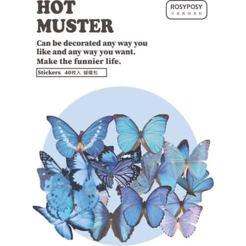 40 pcs/bag Vintage Butterfly Plant INS Flowers Sticker Package DIY Diary Journal Decoration Sticker album Scrapbooking