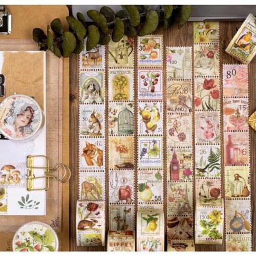 5Meters Vintage Stamp Post Office Journaling Washi Tape Scrapbooking Decor Stickers Label Hand Account Album Diary Masking Tapes