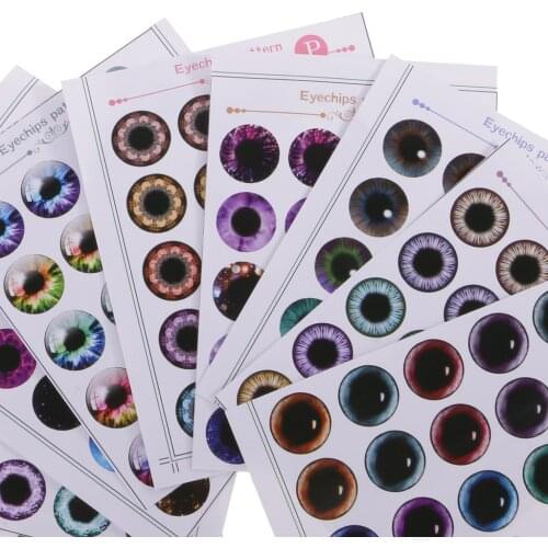 9 Sheets Plastic Eyes Chips Pattern (J-R) for 1/6 Blythe Doll DIY Making Decor