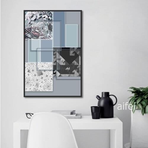 Nordic Abstract Creative Geometric Mosaic Pattern Decorative Painting Home Decoration Minimalist Poster Bedroom Wall Art Picture
