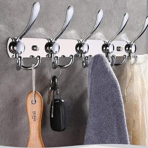 Bathroom Kitchen Accessories 5 PCS Hook Stainless Steel Towel Storage Shelf Wash Supplies Organization Hooks Holder HWC