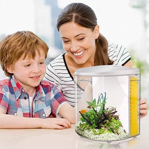 Creative Fish Tank Aquariums USB LED Transparent Half Moon Mini Aquarium Low Power High Brightness Desktop Ecological Fish Tank