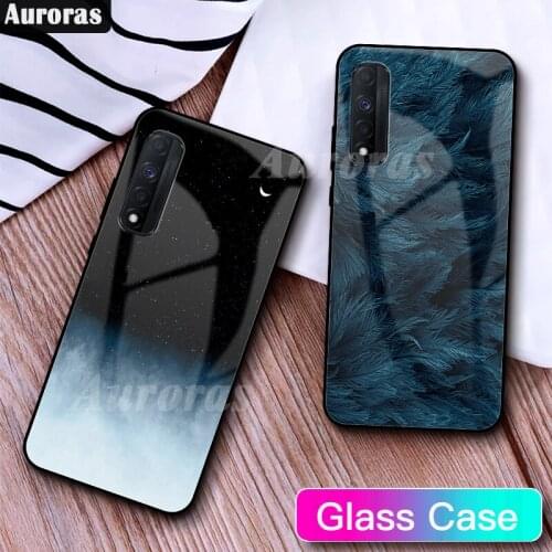 Auroras For Realme Narzo 30 5G Case Tempered Glass Full Cover Starry Sky Design Feather Funda For Realme7 4G Phone Cover