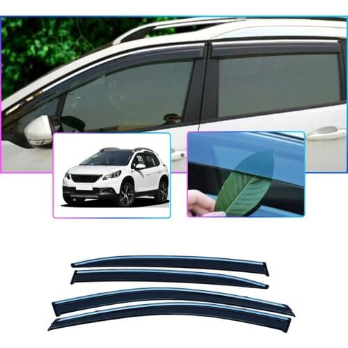Car Smoke Window Sun Rain Visor For Peugeot 2008 2014 2015 2016 2017 2018 2019 Car Sunny visor Deflector Guard Accessories 4PCs