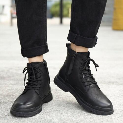 Winter Boots Men Genuine Leather Shoes Warm Plush Winter Men Ankle Boots Leather Male Footwear Winter Warm Snow Boots