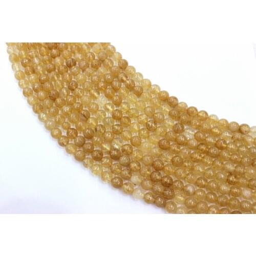 Natural Faceted Yellow Citrines Quartzs Round Loose Beads Strand 4/6/8/10/12MM For Jewelry DIY Making Necklace Bracelet