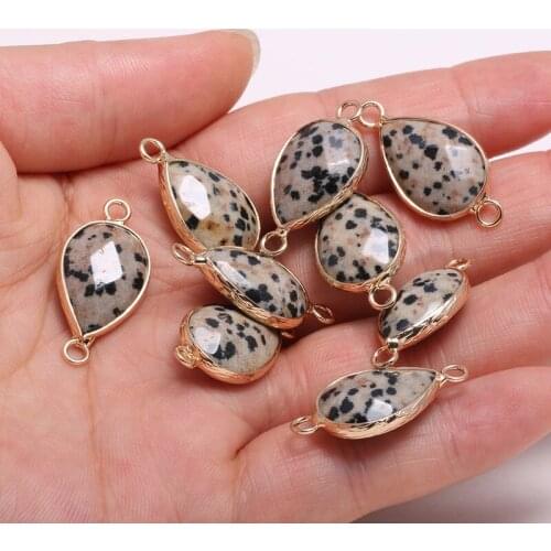 Damation jaspers drop-shaped gold-plated semi-precious stone connectors for jewelry making temperament accessories size 14x27mm