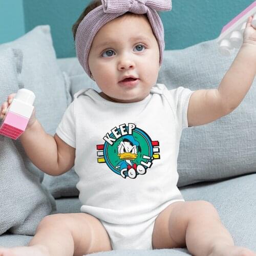 Infant Romper Disney Donald Duck Printing Summer New Products Letters KEEP COOL Pattern Clothes Baby Girl Boy Onesie 0-24M Trend