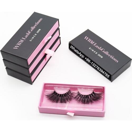 Baby Pink&Black Mink Eyelashes Packaging Box 100% Mink Lashes Dramatic Soft Volume Natural Eyelashes Custom Eyelash Empty Box
