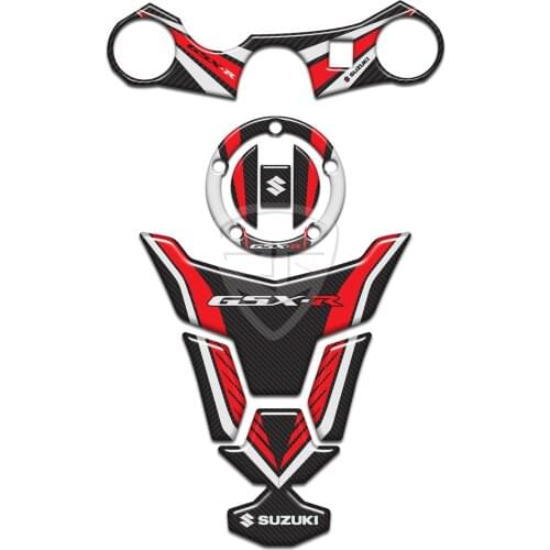 For Suzuki GSX-R GSXR 600 750 2006-2017 Red Sticker Tank Cap Cover Pad Triple Tree Clamp Tank Grip Carbon Motorcycle 3D Decal