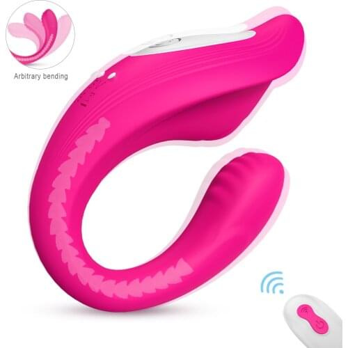 Dual Motors Couple Vibrator Bendable G Spot with Remote 9 Powerful Pulsating Nipple Vagina Massager Adult Sex Toy for Women