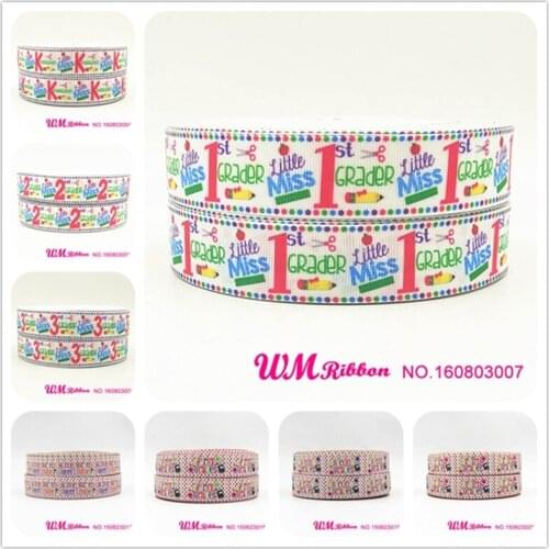 Q&N ribbon 1inch 25mm school style kindergarten printed grosgrain ribbon webbing 50yards/roll for hair tie free shipping