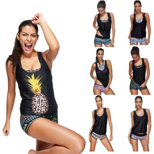 Summer Tankini Swimsuits Women Sexy Two Piece Swimsuit Swimming Beach Wear Swimwear Bathing Suit Women Bikini 2019 Plus Size 3PS