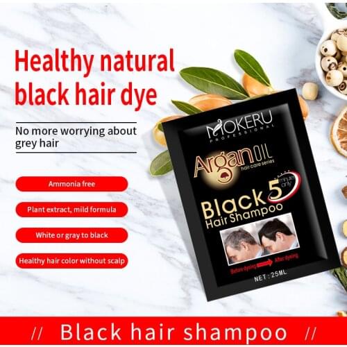 Mokeru 5pc/Lot Natural Long Lasting Permanent Black Coloring Dye Fast Black Hair Dye Shampoo For Men Covering Gray White Hair