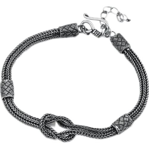 New s925 silver man bracelet retro hand-woven bracelet for men and women Thai silver individual foxtail 925 silver woman bracele