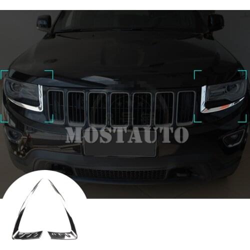 For Jeep Grand Cherokee ABS Chrome Front Headlight Lamp Trim Cover 2014-2016 2pcs Car Accessories Interior Car Decor Car Trim