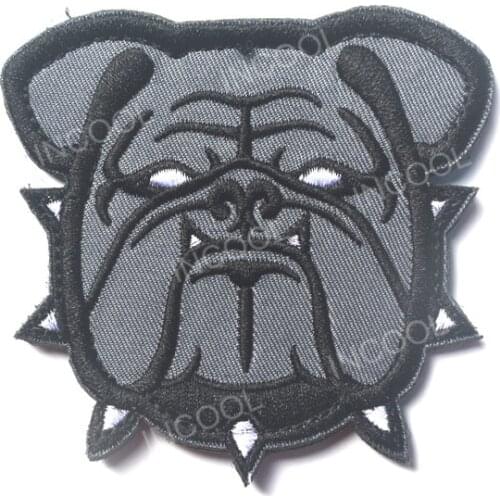 Embroidery Patch Bulldog Head Large Patches Army Tactical Military Patches Hook&Loop Emblem Appliques Embroidered Badges
