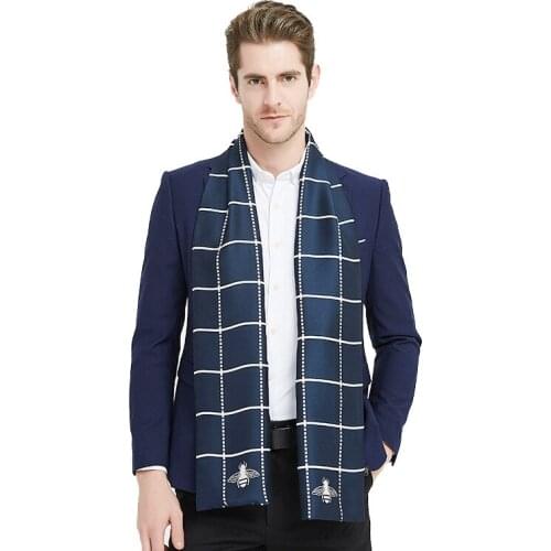 2021The new Europe and the United States men silk scarves long double men scarf