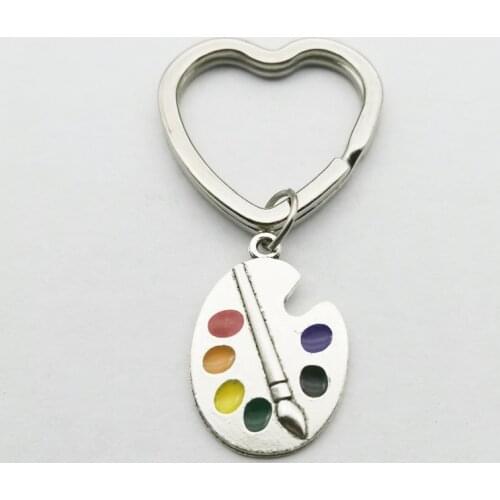 New Creative Painter Palette Pendant Keychain Artist Fine Art Key Chain Alloy Pendant Ladies Jewelry Gift Course Souvenir