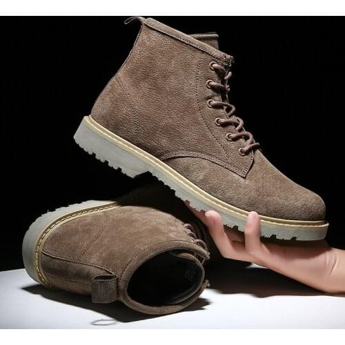 Autumn And Winter Mens Leather Boots New Leather Warm Mid-To-High Fashion Casual Martin Boots Thick-Soled Tooling Boots