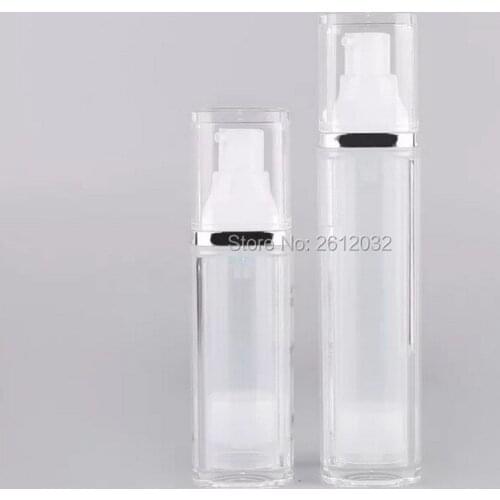 30ml 50ml Empty Airless Pump bottles Square Acrylic Portable Vacuum Cosmetic Cosmetic Treatment Lotion Cream Pump Travel bottle