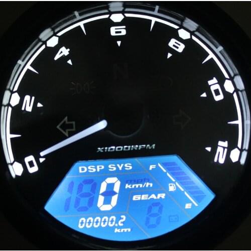 SAMDO Universal 12000 Rpm LCD Digital Motorcycle Speedometer Odometer Tachometer 199 Kmh 1,2,4 Cylinders