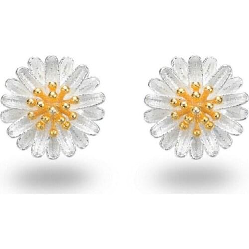 S925 chrysanthemum Flower Stud Earrings Stud Earrings Jewelry Pendientes