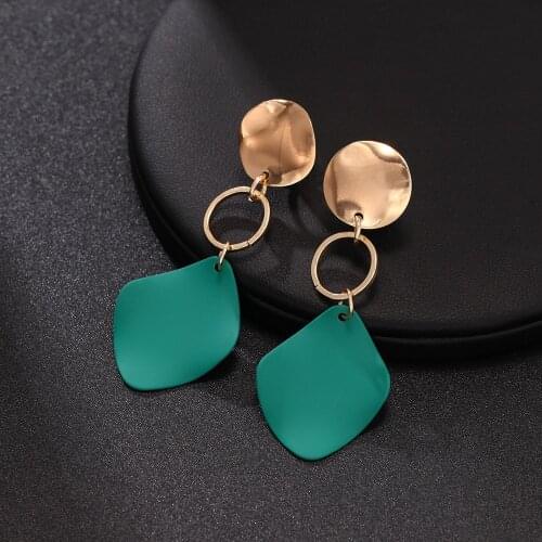 Fashion Geometric clip Earring for Women Brincos Vintage Red Green white no hole Earring 2019 Irregular Korean Jewelry