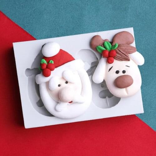 Santa & Elk Silicone Mold Fondant Cakes Decorating Tools Silicone Mold Sugarcraft Chocolate Baking Tools For Cakes Gumpaste Form