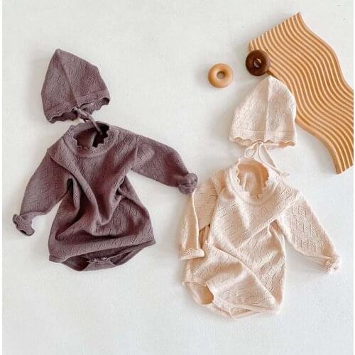 Spring Autumn Long Sleeve Baby Girl Clothes Infant Toddler Girl Jumpsuit Baby Knit Bodysuit Newborn Baby Girl Knitted Bodysuit