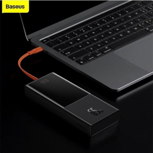 Baseus 65W 20000mAh Power Bank with Type C Two Way Cable External Battery For Huawei XiaoMi Samsung Notebook Fast charging