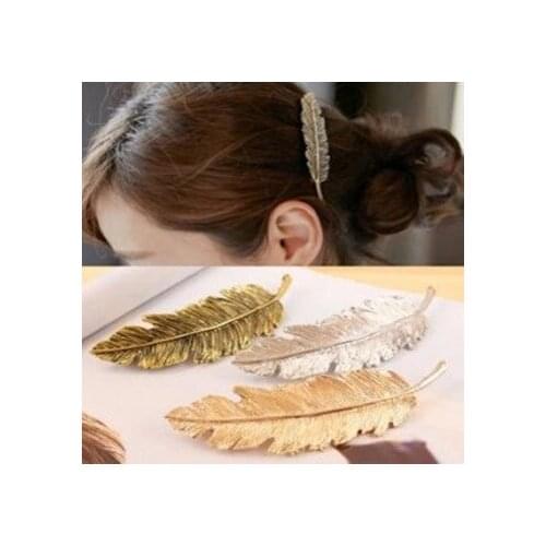 Hot 2019 New Fashion Vintage Gold Retro Metal Feather Big Hairgrips Hair Clip For Women Accessories Jewelry Pinza De Pelo Tiara