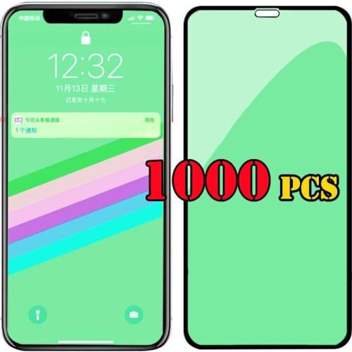 1000pcs Green Light Protect Eyes Tempered Glass Screen Protector Full Cover For iPhone 12 Mini 11 Pro Max XS XR X 8 7 6 Plus SE