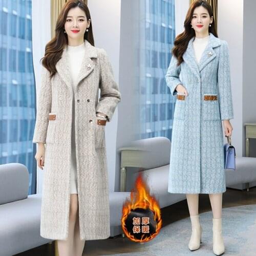 2021 Winter Plush Thickened Mother Medium Long For Women Golden Mink Coat Wool & Blends Plus Size 4xl Office Lady Clothes