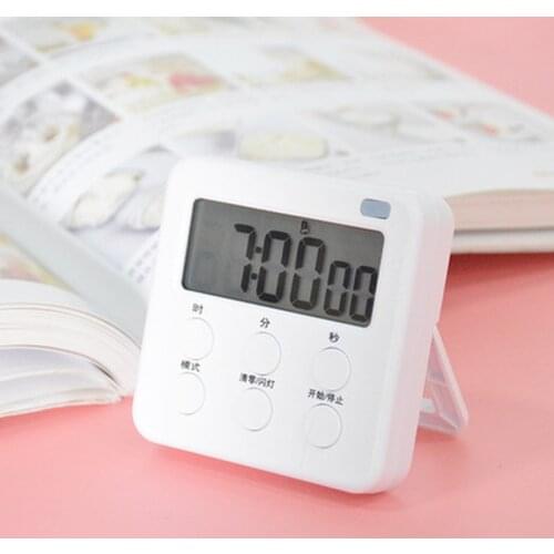 1Pcs With Strong Alarm Multifunction LCD Digital Small Clock White 24 Hour Timer Plastic Countdown Reminder Kitchen Electronic