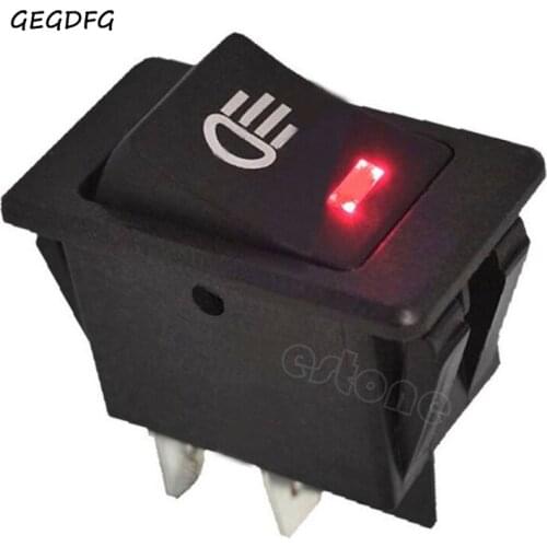 12V 35A Universal Car Fog Light Rocker Switch Red LED Dash Dashboard 4Pins