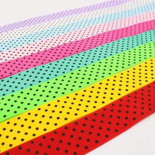 1653010F1 , free shipping 1 "(25mm) Grosgrain ribbon black Polka Dots printed ribbon, DIY handmade hairbow accessories